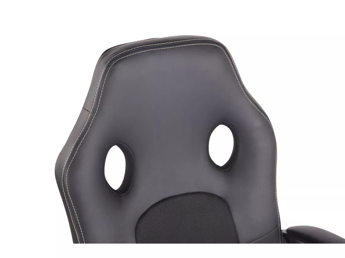 Chaise de bureau - Similicuir & Chrome - Noir / Noir - Elbing
