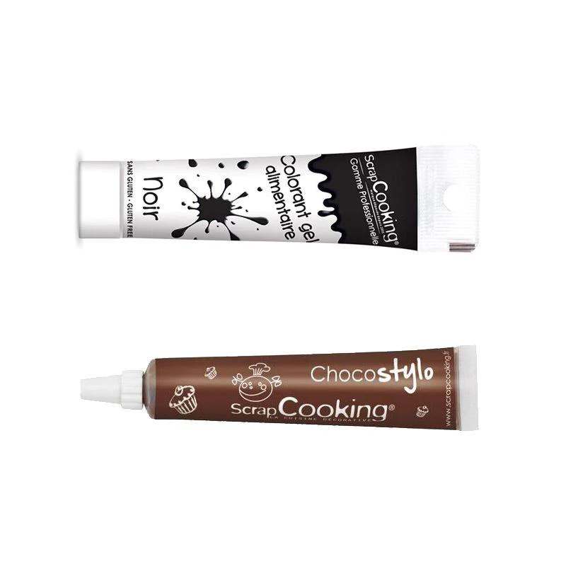 Stylo chocolat + Gel colorant alimentaire noir Scrapcooking