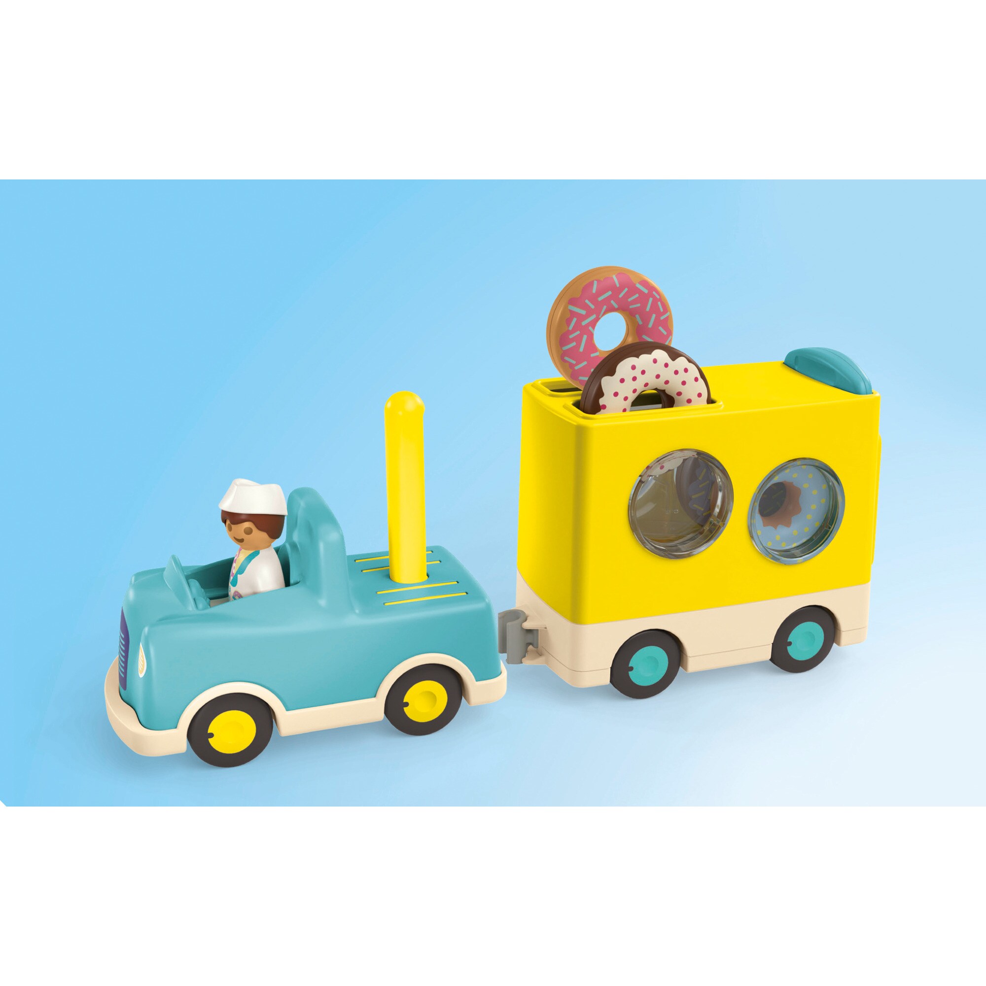 PLAYMOBIL Konstruktionsspielzeug Junior: Verrückter Donut Truck mit Stapel- und Sortierfunktion