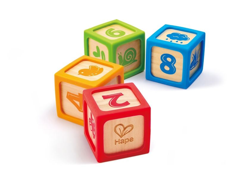 Hape Smartes Bausteine-Starter-Set 4 Stück 4-teiliges Holzbaustein-Set
