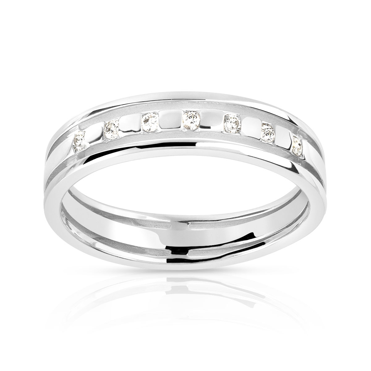 Alliance argent 925 ajourée diamants 4,3 mm