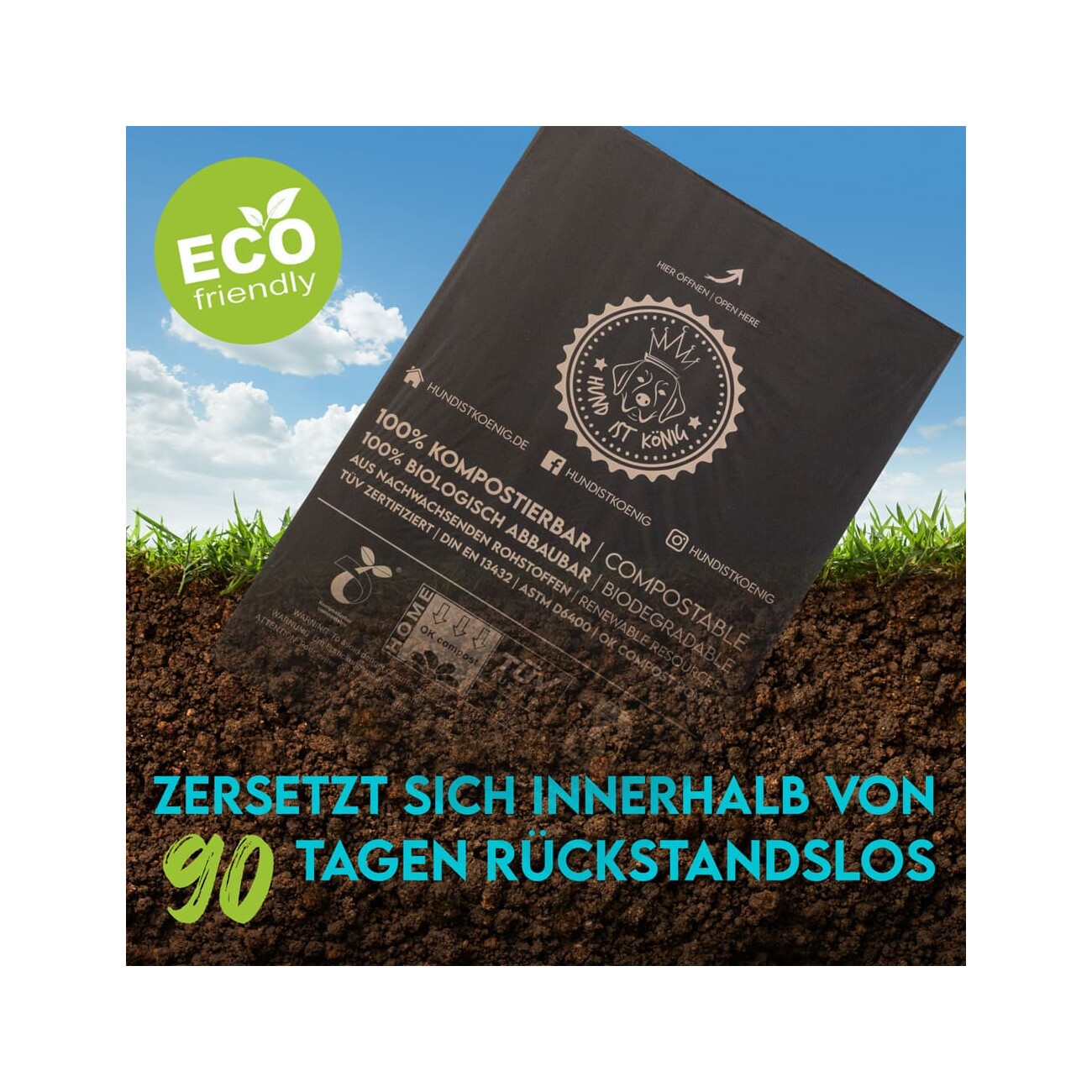 HUND IST KÖNIG Hundekotbeutel biologisch abbaubar 100% kompostierbare Kotbeutel für Hunde
