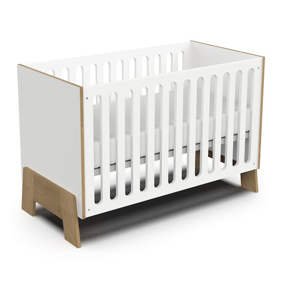 Albizia Lit bébé   Blanc / chêne        60 x 120 cm   de               CBA Meubles
