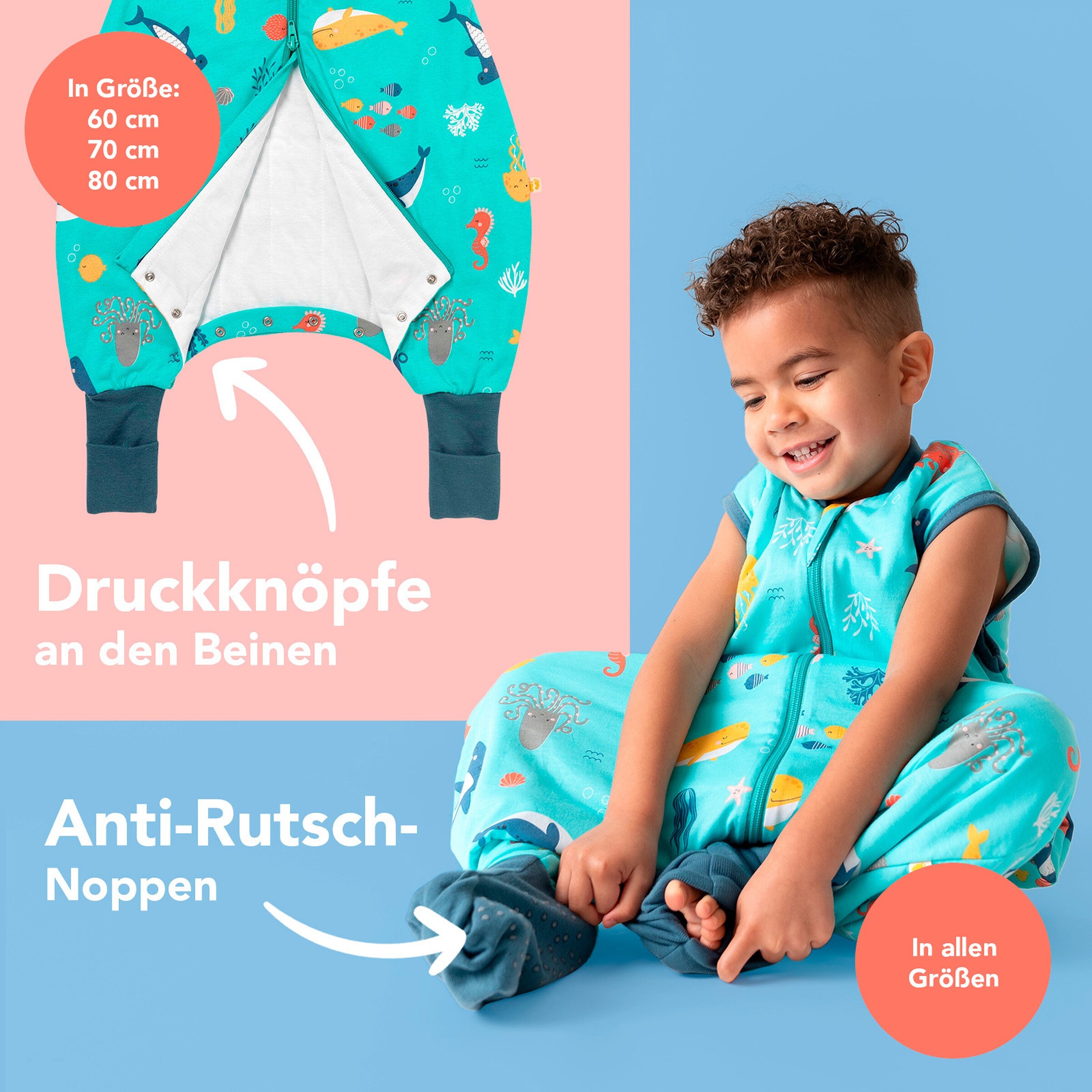 schlummersack Schlafsack mit Füßen 1.0 Tog Meerestiere