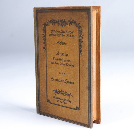 Buchhülle 'Knulp von Hermann Hesse', T 3 cm, B 14 cm, H 21 cm von fischer's lagerhaus