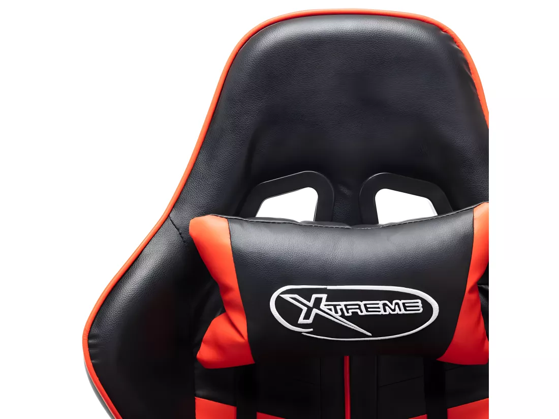 Chaise de jeu avec repose-pied Noir et rouge Cuir artificiel