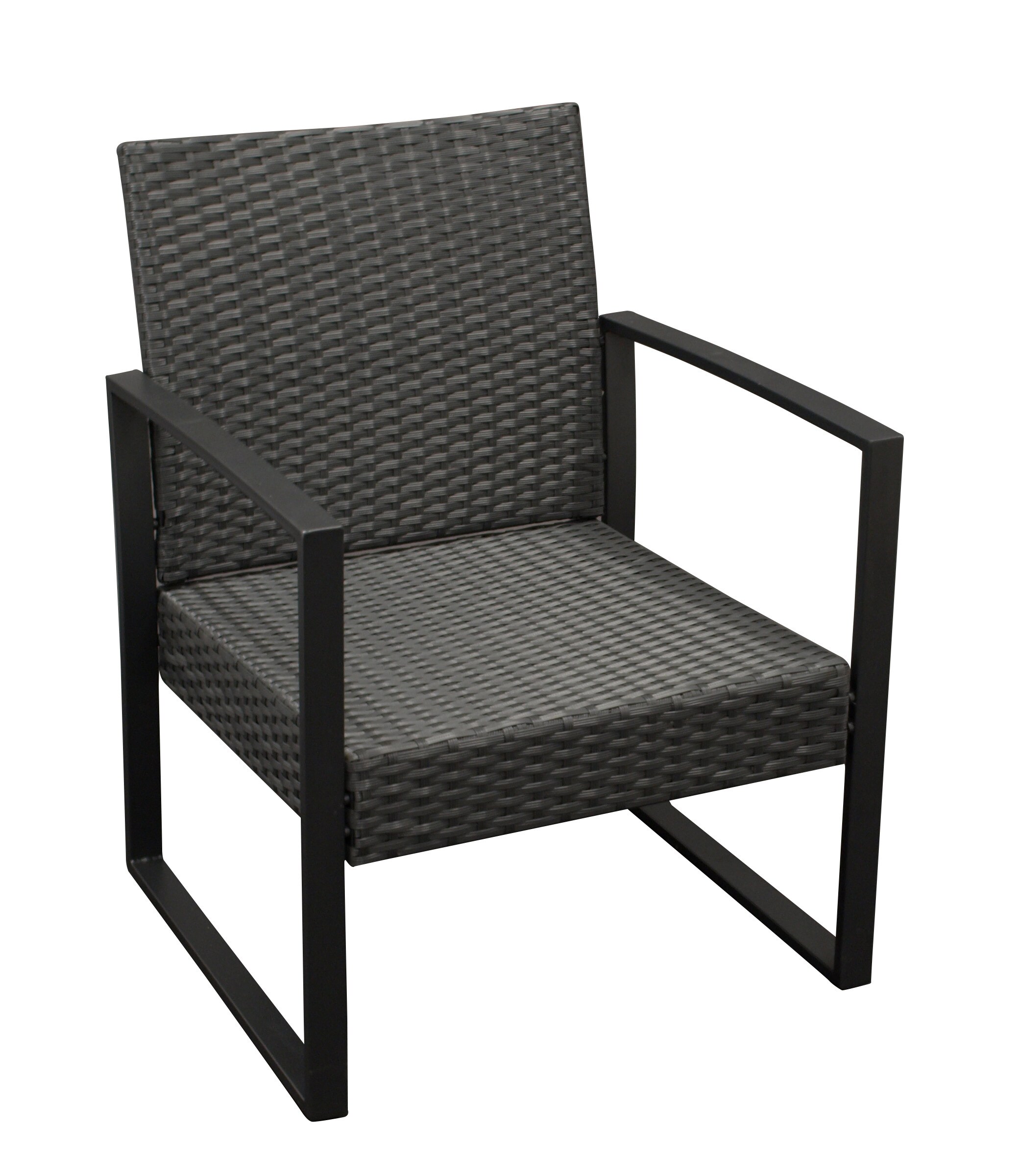 DEGAMO Garnitur MALTA 3-teilig, Metall schwarz und Polyrattan schwarz, mit Polstern