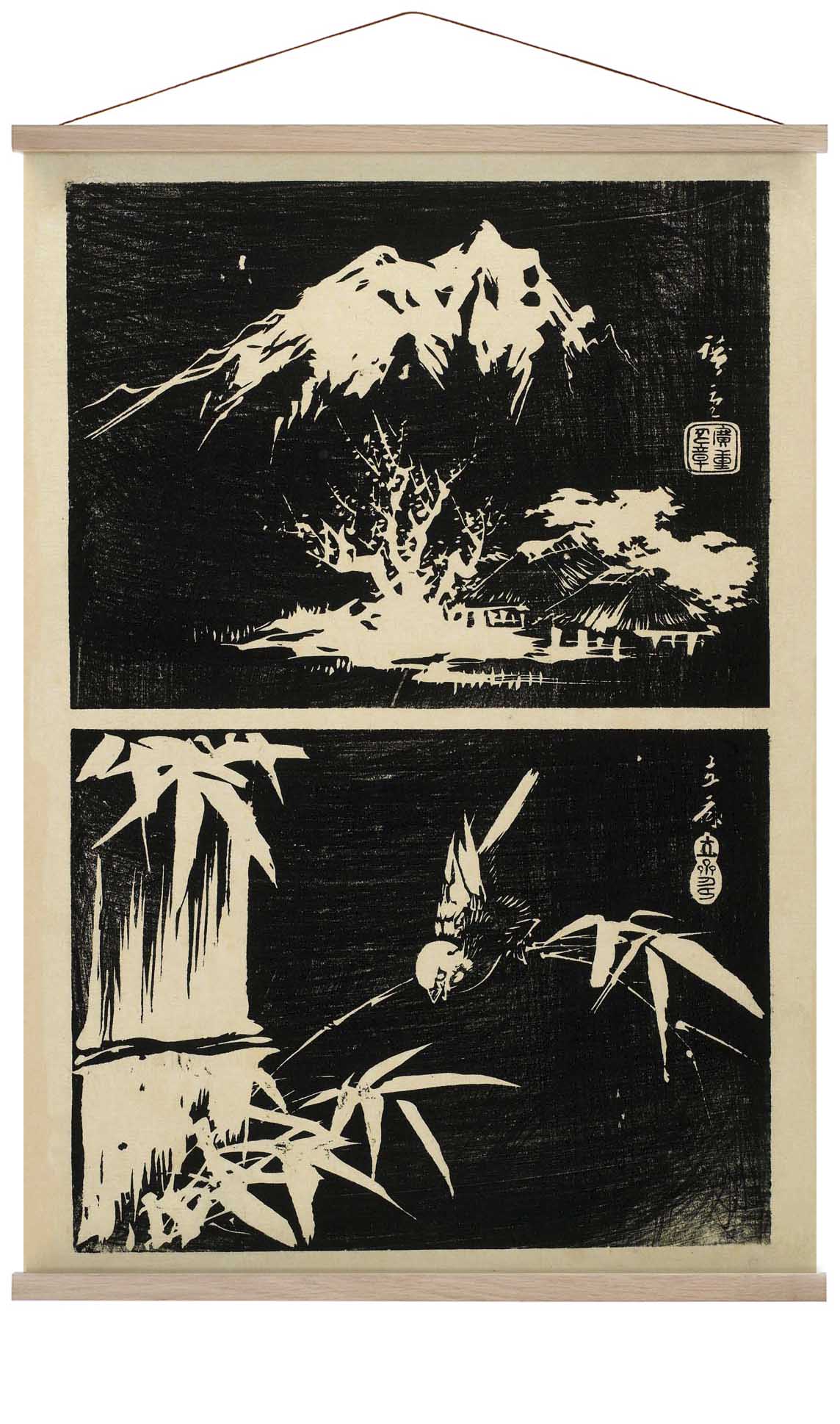 Zwei Lithographien von Bambus