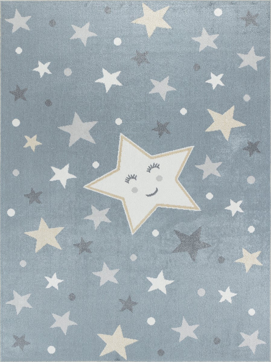 Machinewasbaar kinderkleed met sterren, blauw/beige, 120x170 cm, SUPERMAMA