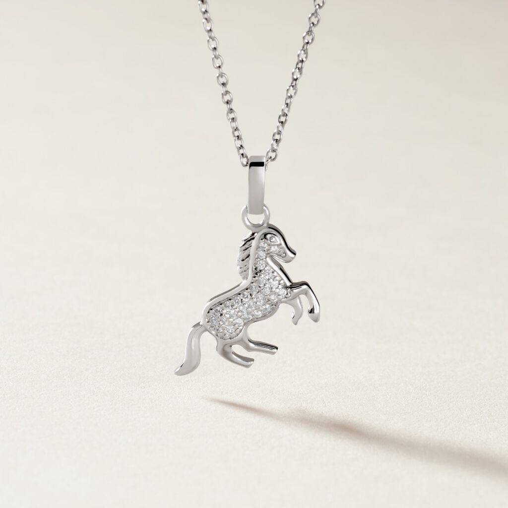 Pendentif Amelot Argent Blanc Oxyde De Zirconium