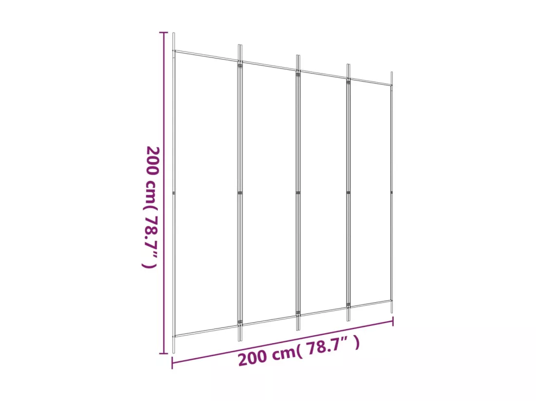 Cloison de séparation 4 panneaux Blanc 200x200 cm Tissu