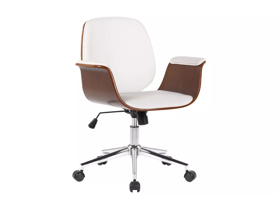 Chaise de bureau - Bois & Métal - Noyer / Blanc - Kemberg