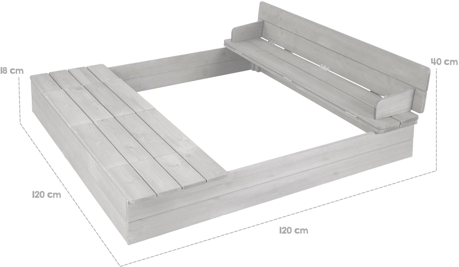 roba® Sandkasten »Outdoor+« wetterfestes Massivholz, mit aufklappbarer Sitzbank und 2 Spielwannen