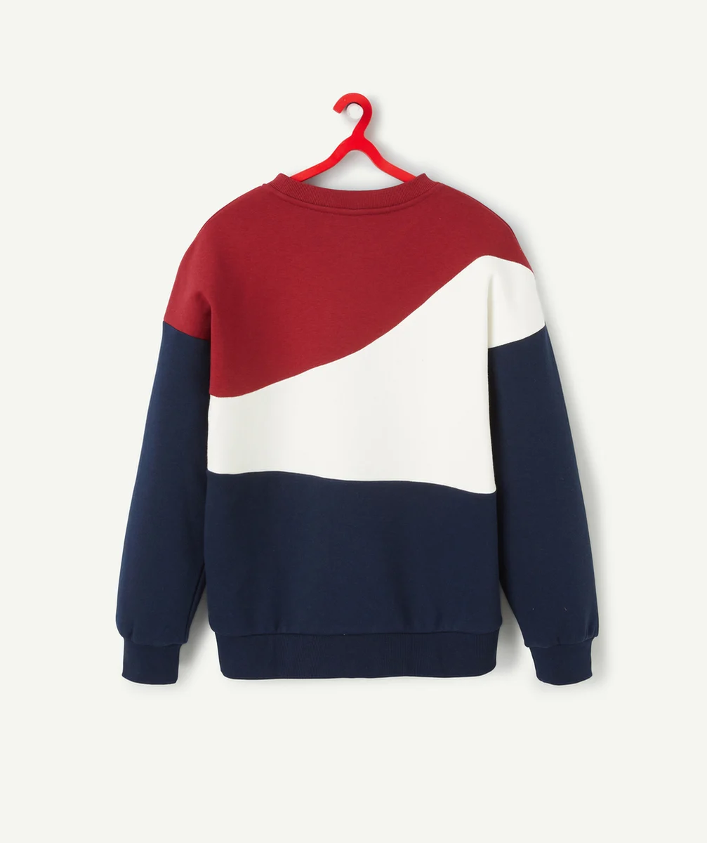 SWEAT FILLE EN FIBRES RECYCLÉES BLEU ET ROUGE AVEC MESSAGE NEW YORK