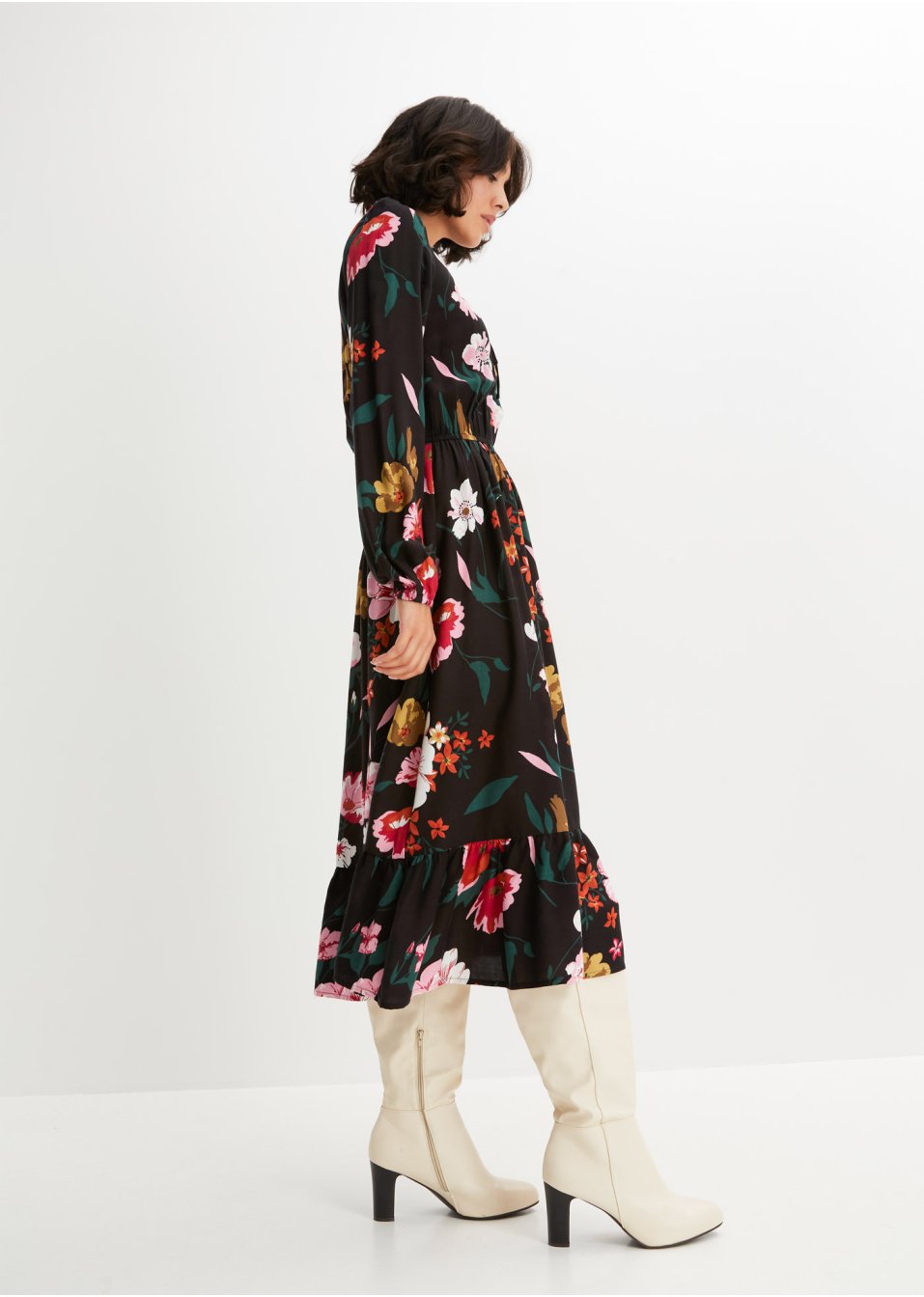 Robe midi imprimée en viscose