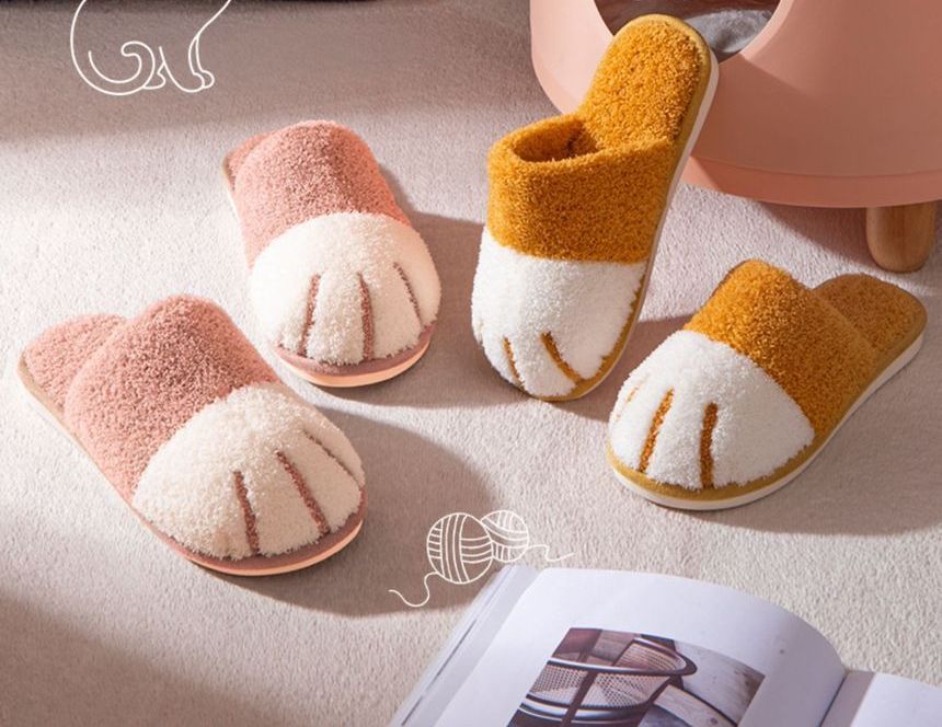 FRAISO - Kattenpoot Fleece Huispantoffels