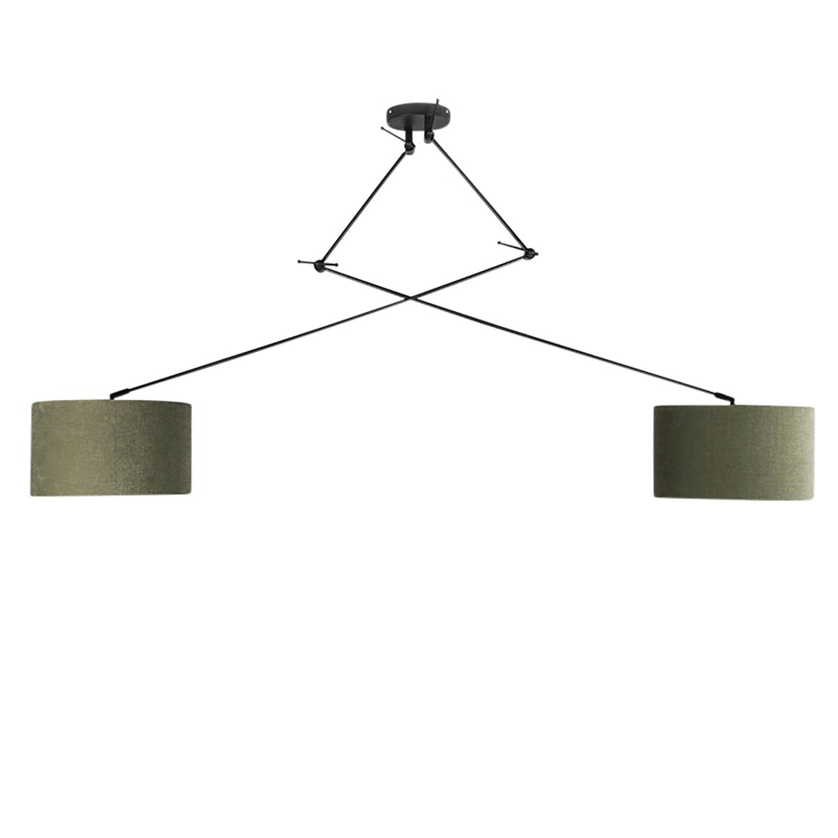 Smart hanglamp zwart met kap 35 cm groen incl. 2 Wifi A60 - Blitz