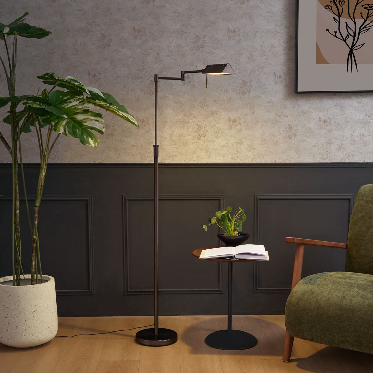 Design vloerlamp donker brons incl. LED met touch dimmer - Notia