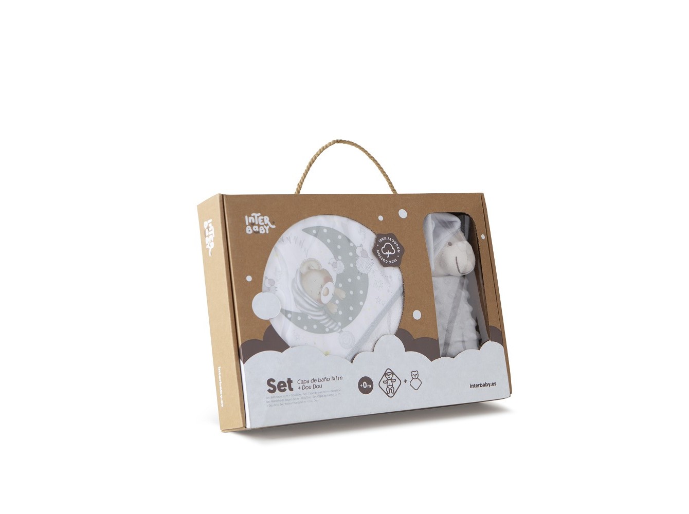 TOALHA BANHO DOUDOU INTERBABY CINZENTO 100X100CM