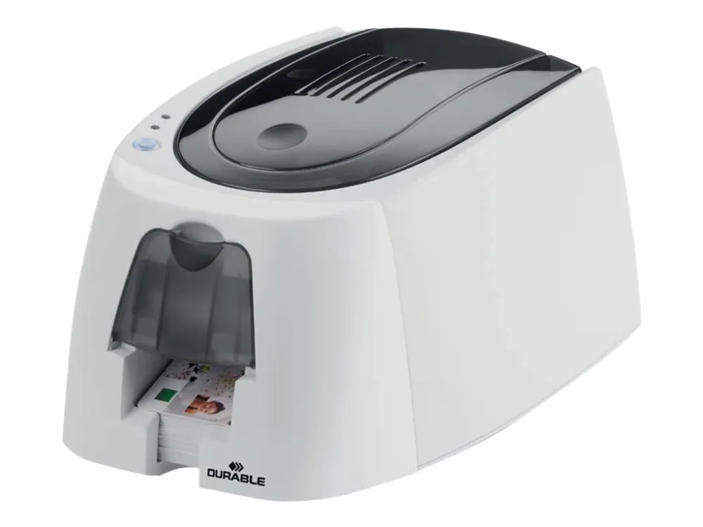 DURABLE DURACARD ID 300 - Plastikkortprinter - farve - blæksubliminering/termisk transfer - CR-80 Card (85.6 x 54 mm) - 260 x 300 dpi - op til 325 kort/time (mono) / op til 95 kort/time (farve) - kapacitet: 25 kort - USB 2.0