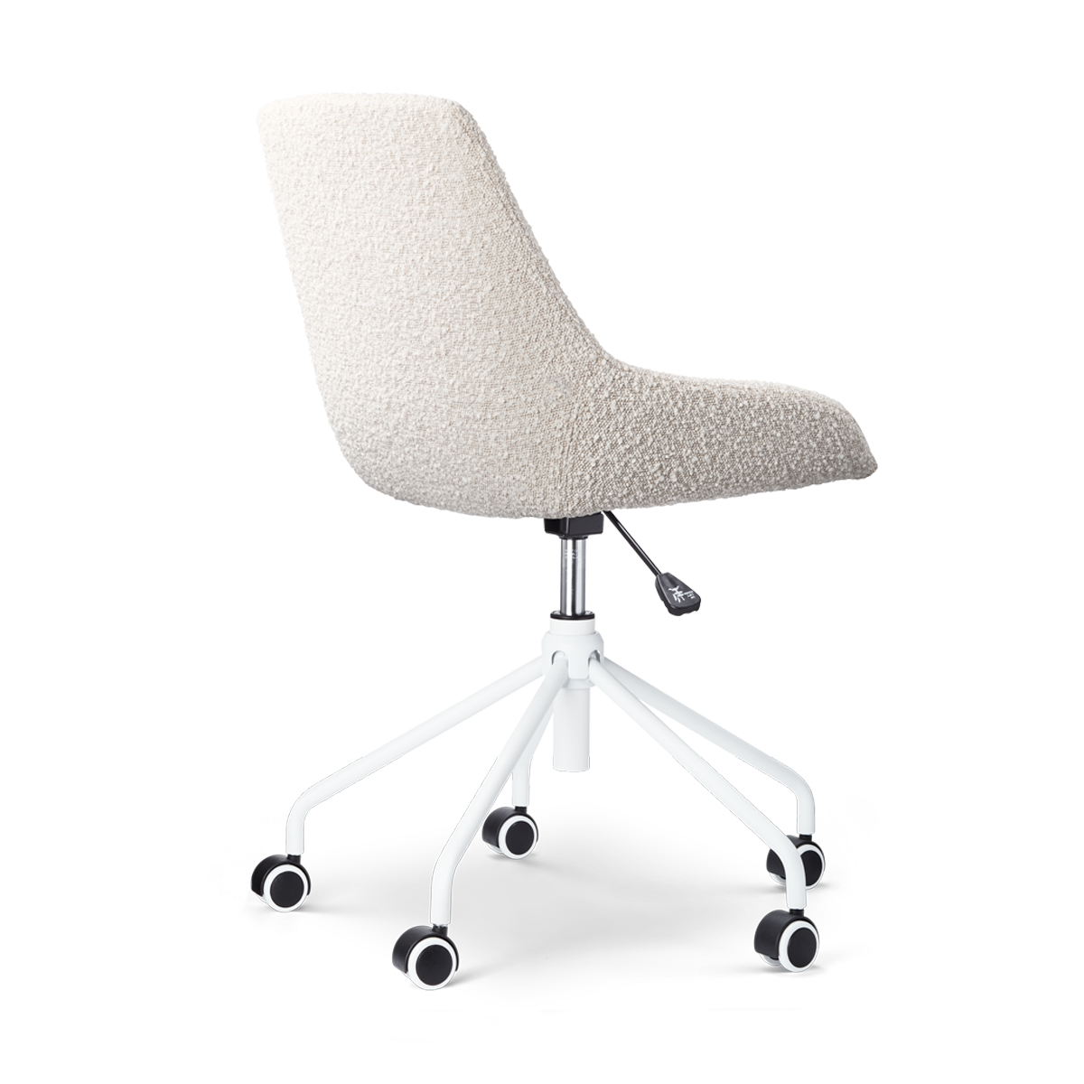 Bureaustoel Nout-Isa bouclé beige - wit onderstel