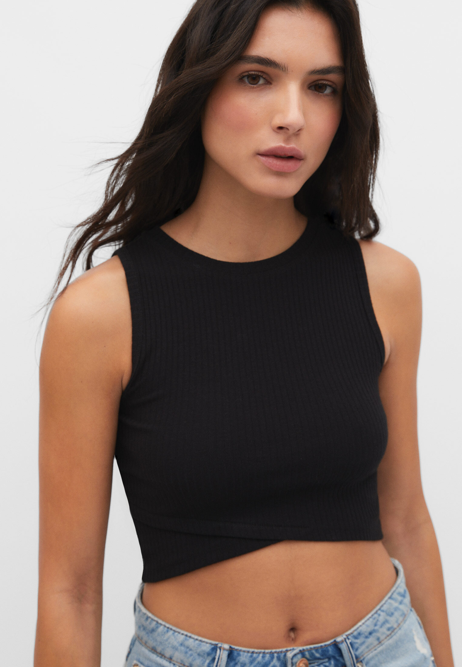 Top cropped cruzado com costas nadador
