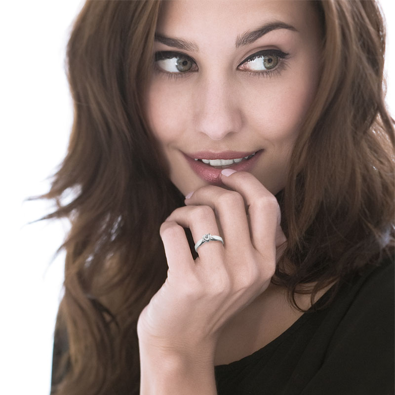 Bague solitaire or 750 blanc diamant 30/100e de carat