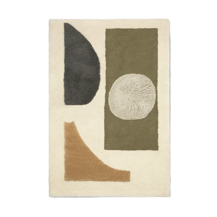 Ferm Living - Bloco Tuftteppich, 120 x 180 cm, green / off-white