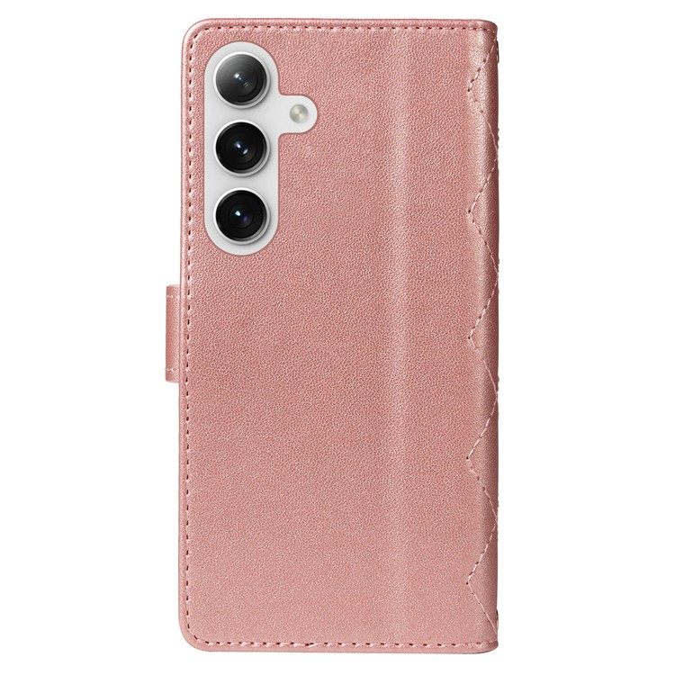 Samsung Galaxy S25  Plus / S24  Plus Necklace Leder Tasche Flip Cover Steppmuster inkl. Schultergurt - Roségold