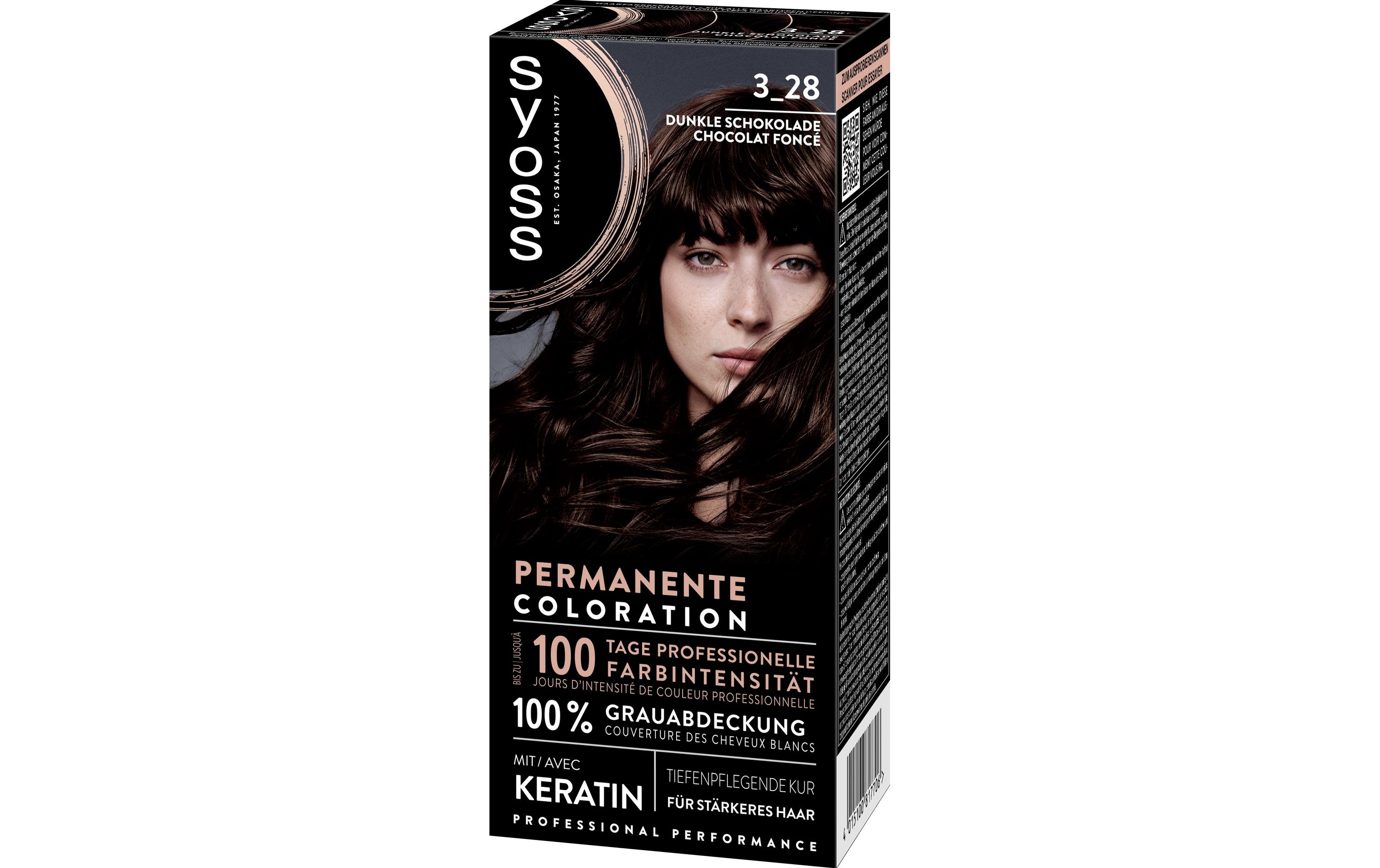 Haarcoloration 3-28 Dunkle SchokoladePermanente Coloration mit Keratin verleiht professionelle Farbintensität