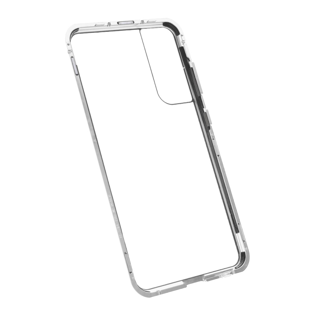 Samsung Galaxy S21 FE 5G Magnetische Alu Schutzhülle mit Panzer Glas Backcover   Displayschutz (Magnet-Technologie) - Silber