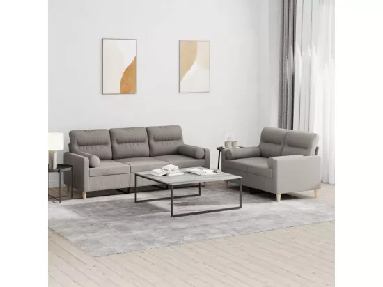 Ensemble de canapés 2 pcs avec coussins taupe tissu