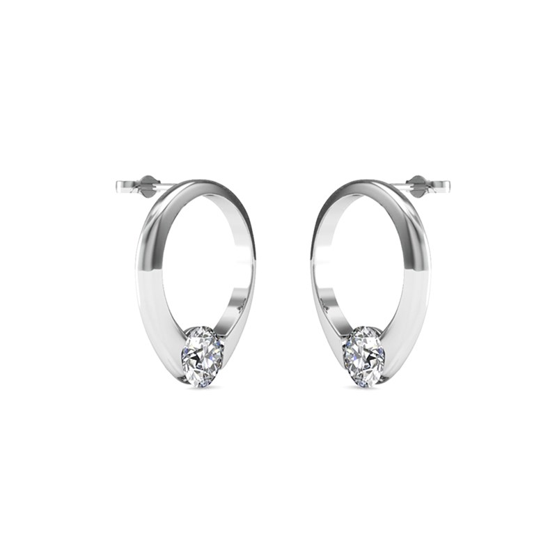 Boucles d'oreilles Mini Ring - Argenté et Cristal