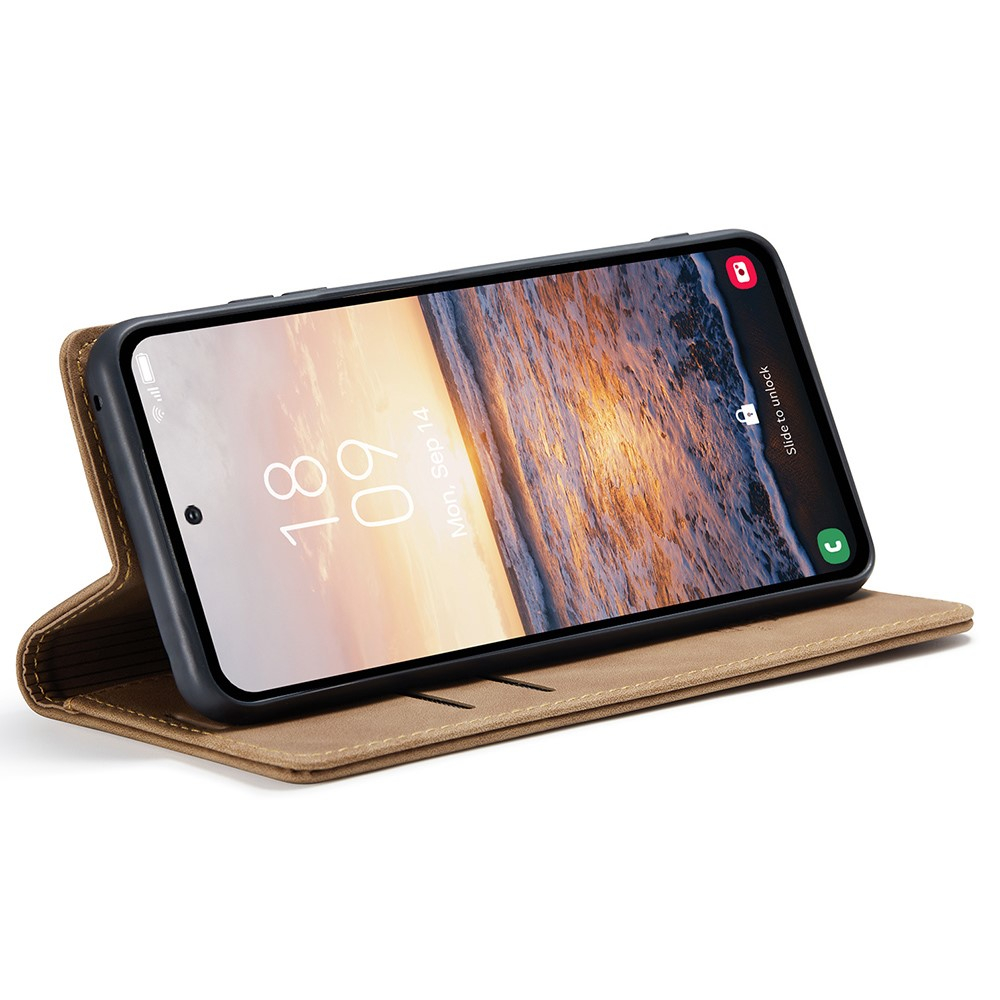 Samsung Galaxy A54 5G Leder Tasche Flip Wallet Etui mit Kartenfächern - Hellbraun