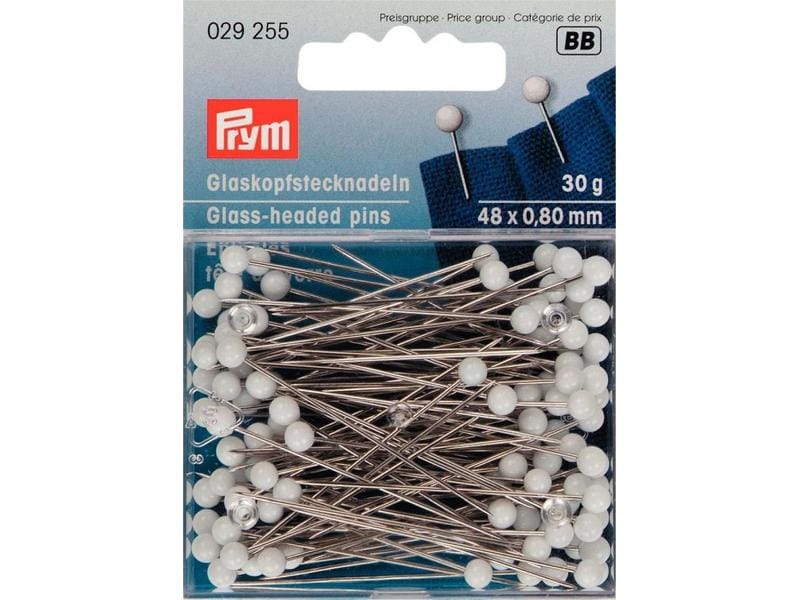 Prym Stecknadel 0.80 x 48 mm, 30 g Glaskopfstecknadeln in Weiss