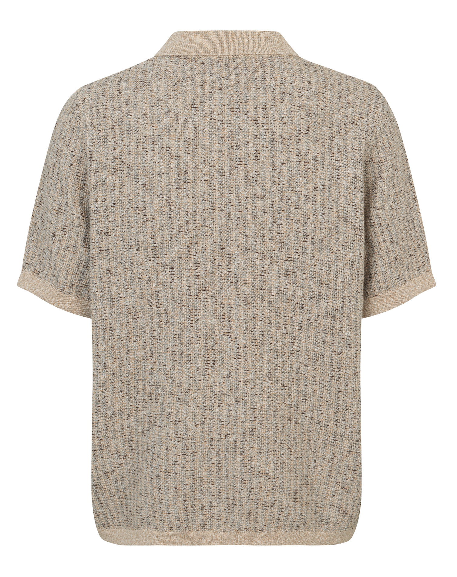 SARSENE - Polo droit maille chiné en coton| Beige