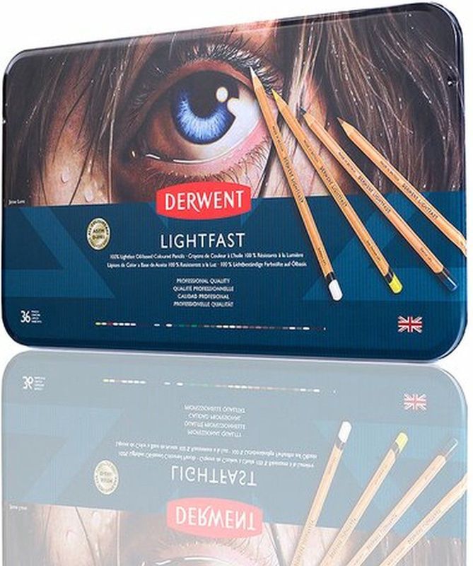 Derwent - Lightfast - Potlodenset - Blik - Set van 36 - Ronde Kern 4mm - Premium Kernsterkte