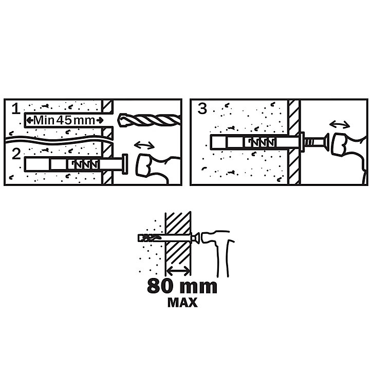 10 chevilles à frapper Diall nylon CS PZ Ø8x120mm
