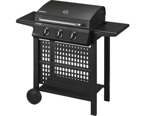 Enders San Diego Next 3 gasgrill, zwart, 3 branders, inclusief dekselthermometer, opbergplank, vetopvangbak, zijplank, warmhoudrek en grillrooster.