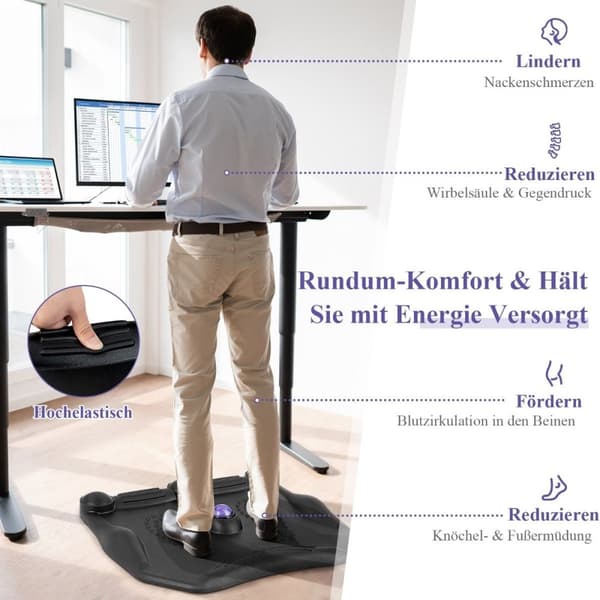 Anti-tretthetsmatte med massasjepunkter og 360° rullende massasjeball stående matte