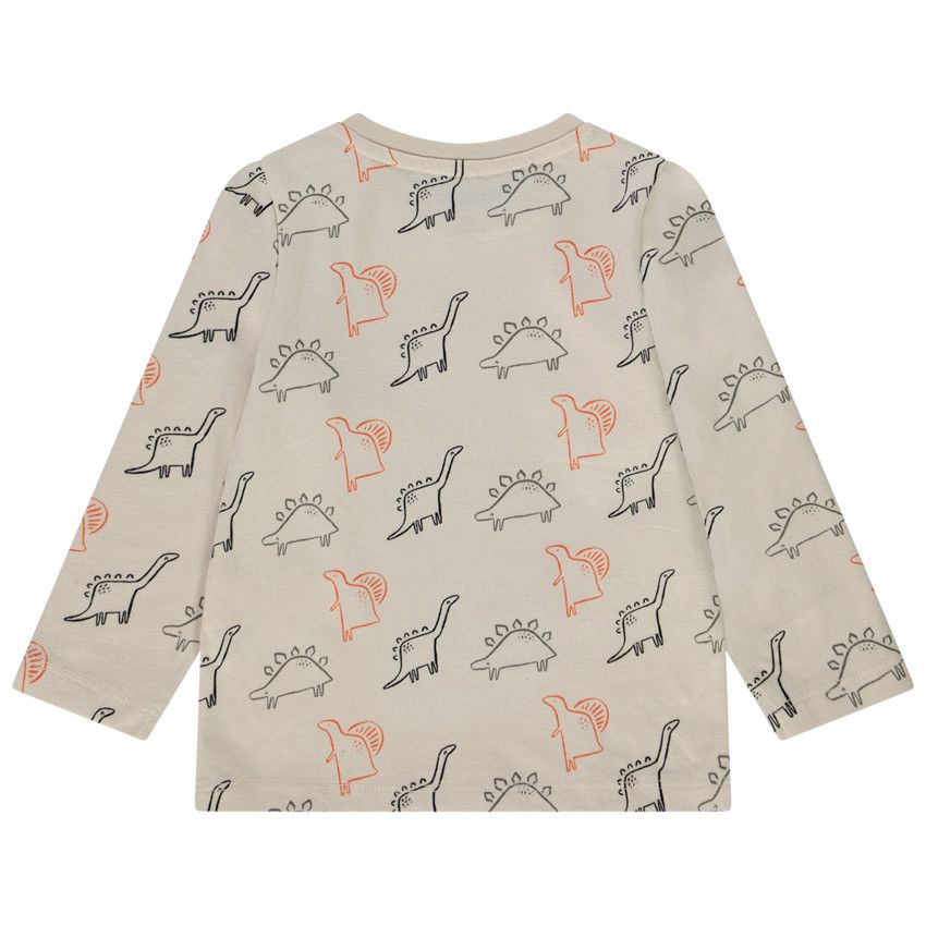 T-shirt manches longues en jersey imprimé animaux pour bébé garçon - Ecru