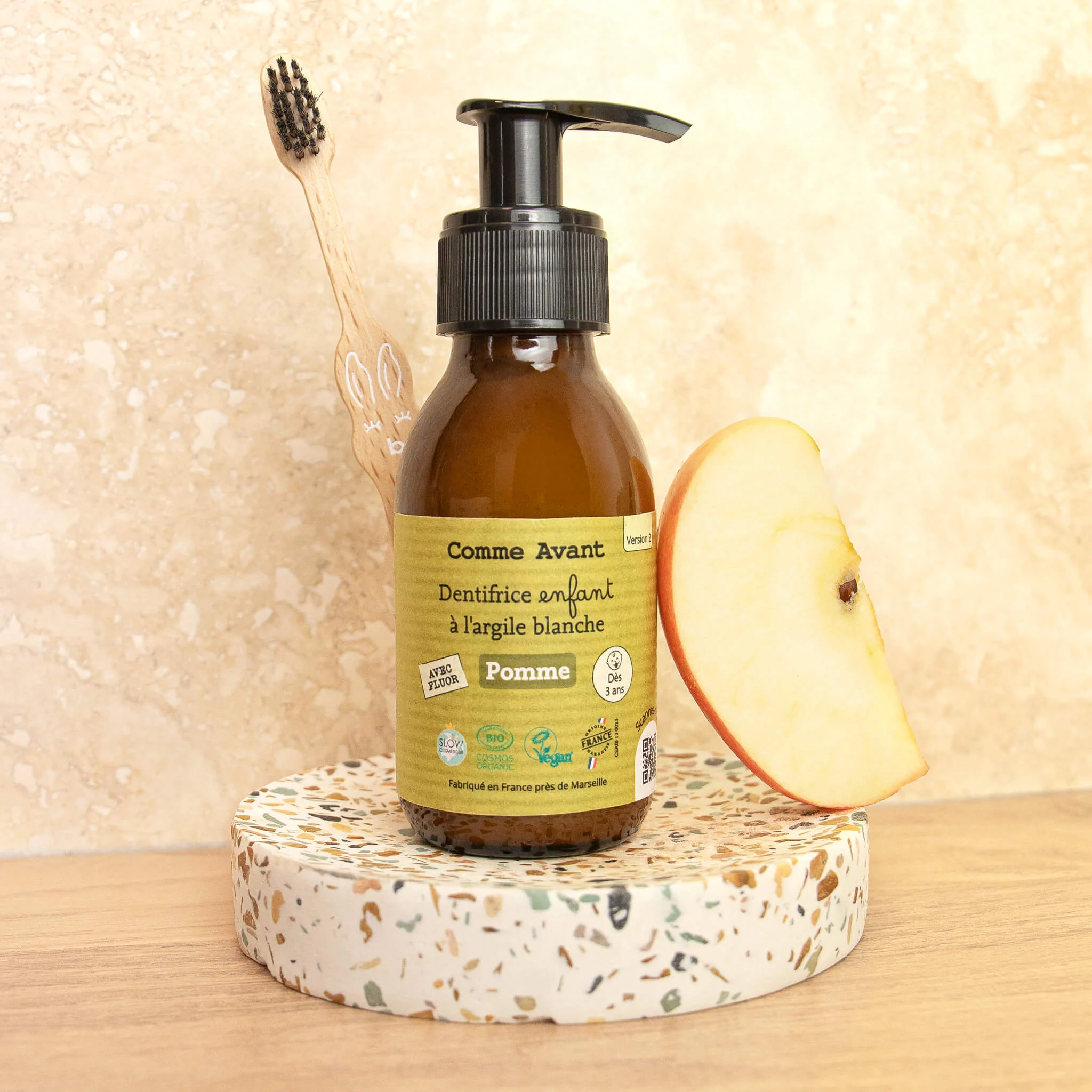 Dentifrice enfant en pâte à la pomme - Version 2 - 1 dentifrice - 90ml