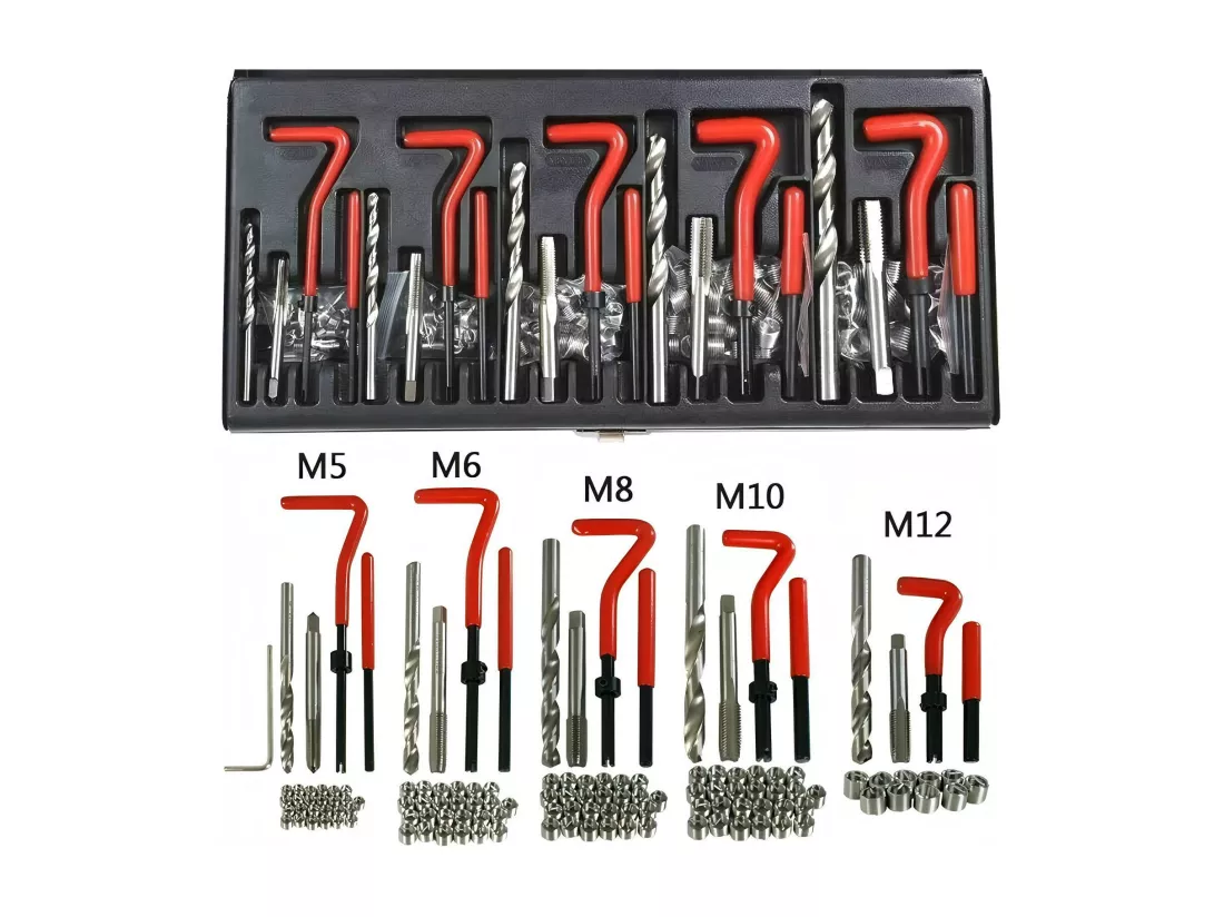 131 pcs Outils de filetage, M5, M6, M8, M10, M12 manchon fileté, avec boîte de rangement