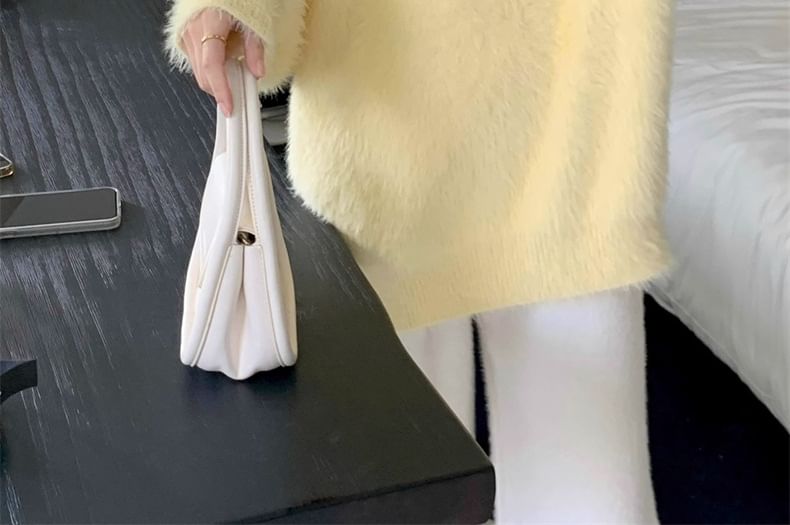 Honey River - V-hals effen, pluizige oversized trui