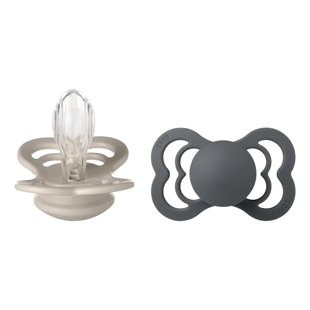 BIBS Supreme Silicone Symmetrisk Sand/Iron 2 pak - flere størrelser