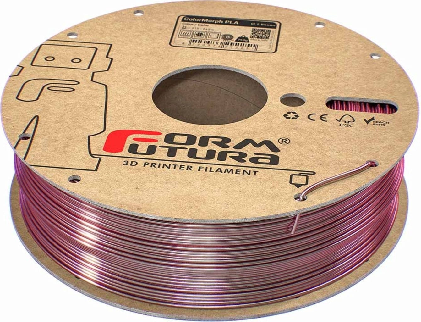 FormFutura  High Gloss PLA ColorMorph Magenta & Silver, 1,75 mm / 750 g    PLA-Filament mit Farbverschiebungsästhetik