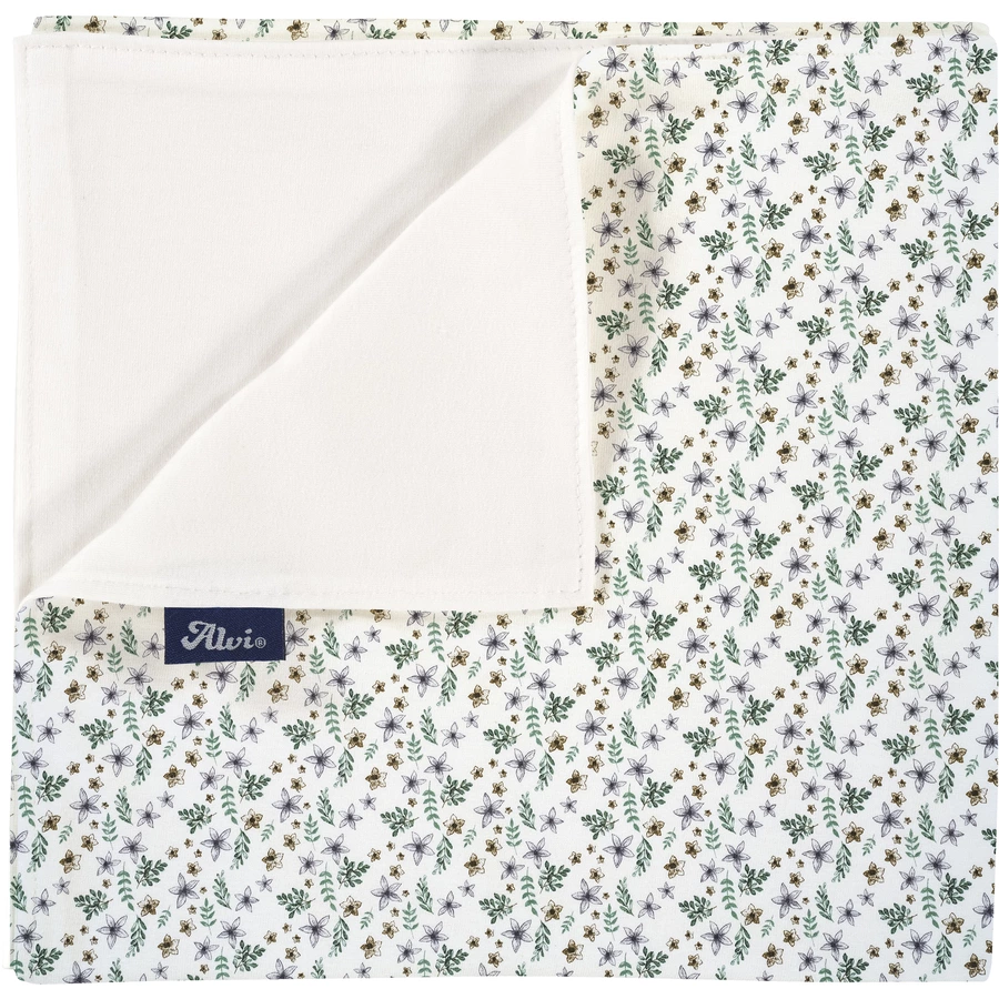 Alvi® Babydecke Petit Fleurs grünweiß 75 x 100 cm