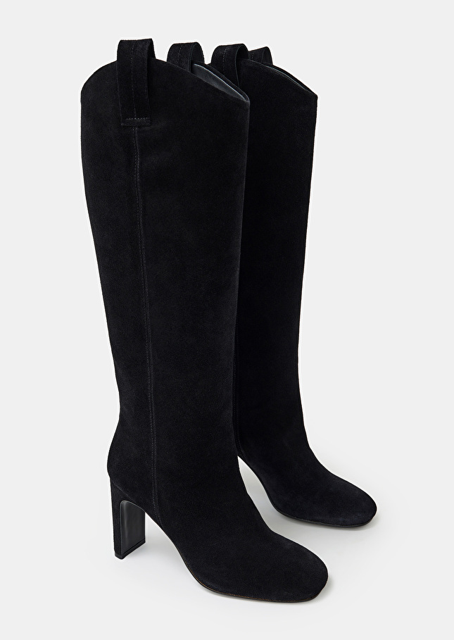 Bottes Khloenoires en cuir suédine