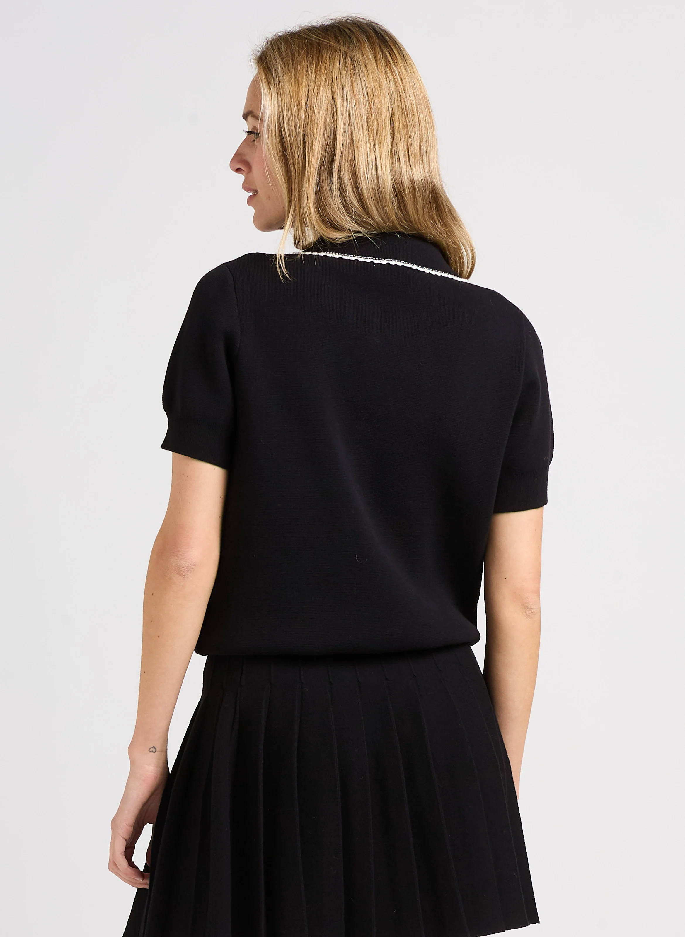 POLKA - Pull col polo en coton | Noir