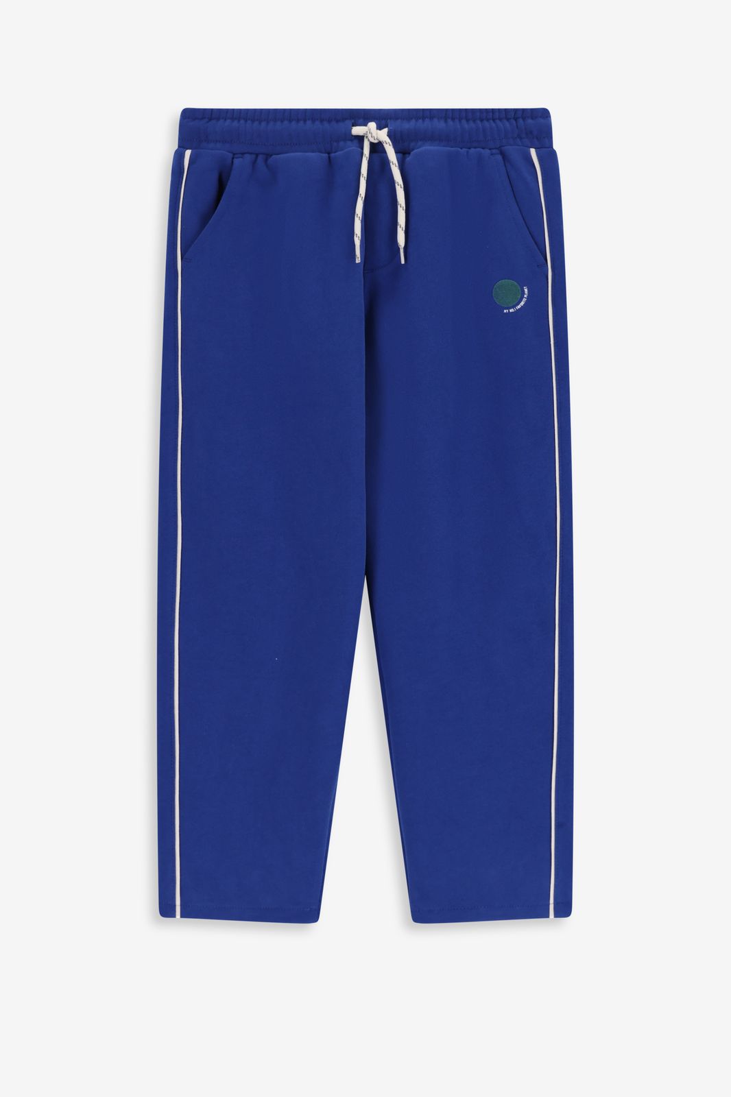 Blauwe sweatpants met strepen
